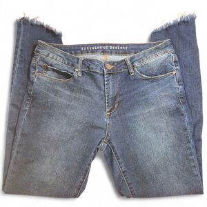 Articles of Society Sammy Asymmetrical Fray Hem Skinny Blue Jeans Size 30